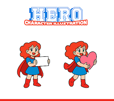 캐릭터 감정 어린이 일러스트 모션 동화 표정 사랑 소녀 귀여움 활발 하트 편지 즐거움 긍정 영웅 빨간머리 슈퍼히어로 창의성 일러캐릭터 AI파일 모양 헤어스타일 여자 컨셉 사람 파일형식 벡터