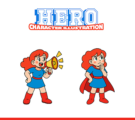 캐릭터 디자인 옷 여자 행복 생각 일러스트 모션 아이디어 표정 확성기 즐거움 마법 영웅 빨간머리 소통 상상력 슈퍼히어로 창의성 일러캐릭터 AI파일 헤어스타일 감정 컨셉 사람 파일형식 벡터