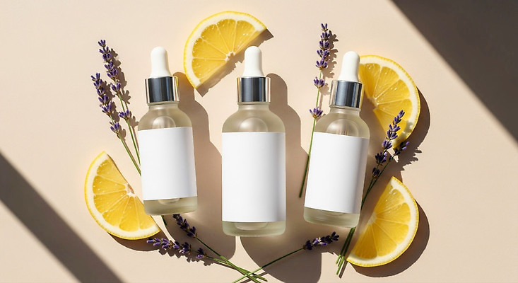 꽃 과일 뷰티 화장품 감각 허브 CG 생태계 파일형식 세럼 레몬 라벤더 자연 배열 아로마 식물 피부관리 촬영 공간 장식 편안함 편집이미지 편집실사 JPG