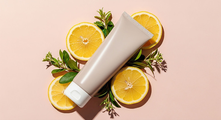 식물 과일 신체부위 뷰티 젖음 CG 생태계 비타민 파일형식 스킨케어 비타민C 레몬 허브 크림 보습 자연 화장품 신선 건강 상품 촉촉함 피부 편집이미지 편집실사 JPG