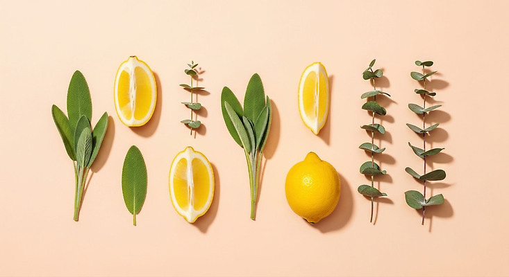 식물 컬러 과일 CG 생태계 파일형식 레몬 유칼립투스 잎 초록색 신선 배열 자연 건강 음식 요리 장식 백그라운드 편집이미지 편집실사 JPG