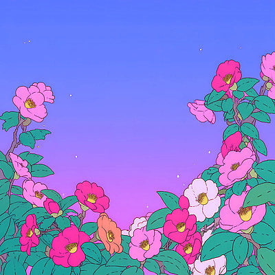 식물 꽃 컨셉 감각 생태계 파일형식 정원 자연 하늘 컬러 꽃밭 뷰티풀 평화 편안함 잎 조화 풍경 화사함 디지털아트 세계 생명 색감 JPG 일러스트 국내일러스트 동백