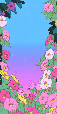 자연요소 식물 꽃 컬러 컨셉 노을 생태계 파일형식 자연 풍경 하늘 평화 잎 분홍색 뷰티풀 꽃잎 생명 일출 일몰 정원 장식 예술 그림 JPG 일러스트 국내일러스트 동백