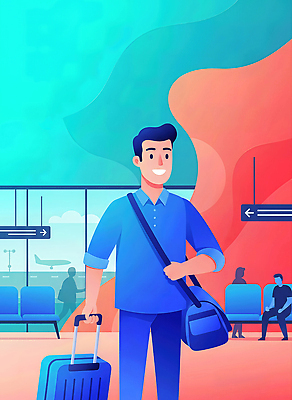 잡화 여행 가구 컨셉 항공교통 교통시설 대중교통 사람 여행가방 준비 파일형식 공항 남자 대기 캐리어 비행기 승객 이동 가방 출발 짐 의자 출국 여행준비 비행 휴가 일러스트 국내일러스트 JPG