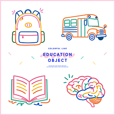 학생 디자인 교육 어린이 라인일러스트 일러스트 배낭 학교 버스 책 학습 교사 교양 두뇌 학습도구 교육자료 창의성 국내일러스트 AI파일 직업 육상교통 가방 대중교통 사람 자료 뇌 교육용품 파일형식 벡터