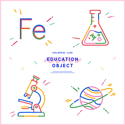 교육 컬러 과학 일러스트 실험기구 실험 우주 파일형식 벡터 디자인 컬러풀 화학 철 현미경 행성 은하 학습 그래픽 학생 학교 실험실 물리 생물 도구 라인일러스트 국내일러스트 AI파일