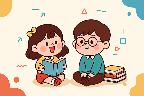 감정 컨셉 관계 모션 표정 사람 파일형식 벡터 어린이 책 독서 즐거움 친구 바닥 앉기 웃음 밝음 색감 이야기 시간 함께함 읽기 상상 백그라운드 그림 AI파일 일러스트 국내일러스트