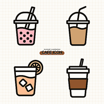 아이콘 디자인 커피 음료 컬러 카페 매력적 오렌지주스 테이크아웃 음료수컵 2D아이콘 AI파일 컨셉 컵 상점 과일주스 파일형식 벡터