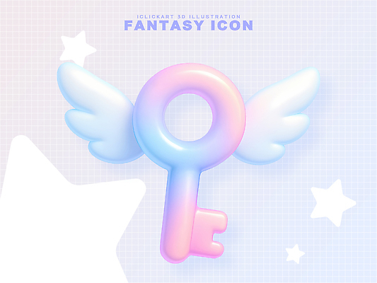 PSD 편집이미지 디자인 상징 날개 열쇠 형상 그래픽 판타지 3D 귀여움 색감 창의성 환상 편집3D 컨셉 상상 디지털합성 파일형식