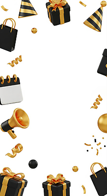 JPG 편집이미지 기념일 리본 백그라운드 선물 이벤트 장식 파티 검은색 축제 스피커 금색 달력 축하 생일 이미지편집 AI컴퓨터그래픽 AI콘텐츠 컬러 음향기기 컨셉 파일형식