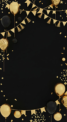 JPG 편집이미지 기념일 별 조각 검은배경 이벤트 장식 파티 축제 금색 축하 분위기 풍선 테마 이미지편집 AI컴퓨터그래픽 AI콘텐츠 자연요소 컬러 백그라운드 컨셉 검은색 파일형식