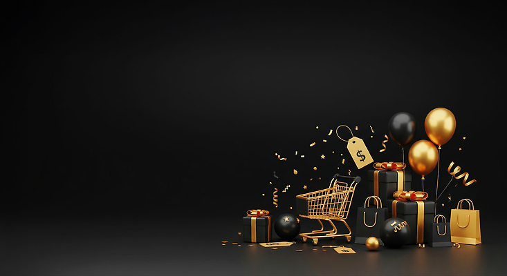 JPG 편집이미지 선물 이벤트 장식 쇼핑 세일 검은색 축제 카트 기쁨 금색 구매 풍선 사은품 이미지편집 AI컴퓨터그래픽 AI콘텐츠 감정 컬러 상품 파일형식