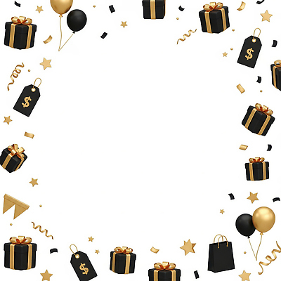 JPG 편집이미지 기념일 별 가방 선물 이벤트 장식 파티 검은색 축제 금색 축하 생일 테두리 풍선 이미지편집 AI컴퓨터그래픽 AI콘텐츠 자연요소 잡화 컬러 컨셉 파일형식