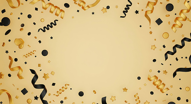 JPG 편집이미지 기념일 별 리본 백그라운드 이벤트 장식 파티 검은색 금색 축하 원형 분위기 테마 흩어짐 이미지편집 AI컴퓨터그래픽 AI콘텐츠 자연요소 도형 컬러 컨셉 파일형식