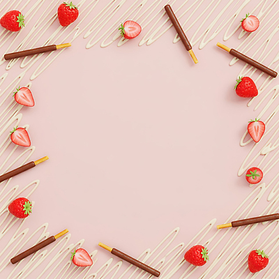 JPG 편집이미지 음식 분홍색 백그라운드 과일 딸기 디저트 과자 초콜릿 식사 막대기 달콤 빼빼로 빼빼로데이 꾸미기 뷰티풀 편집3D AI컴퓨터그래픽 AI콘텐츠 컬러 데이이벤트 3D 맛 막대과자 파일형식