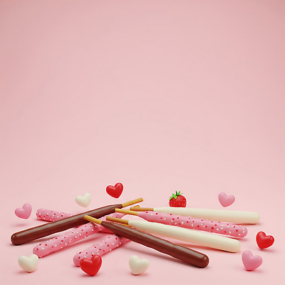 JPG 편집이미지 감정 분홍색 컬러 딸기 디저트 사탕 사랑 장식 파티 과자 하트 즐거움 신혼 빼빼로 조화 빼빼로데이 편집3D AI컴퓨터그래픽 AI콘텐츠 모양 음식 과일 데이이벤트 이벤트 3D 막대과자 파일형식