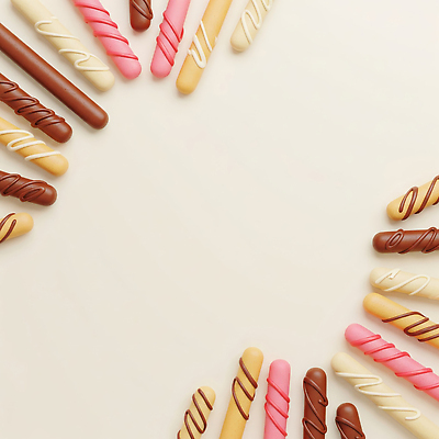 JPG 편집이미지 음료 컬러 백그라운드 디저트 과자 초콜릿 식사 다양 원형 달콤 맛 크림 준비 빼빼로 빼빼로데이 편집3D AI컴퓨터그래픽 AI콘텐츠 도형 음식 다수 컨셉 데이이벤트 3D 막대과자 파일형식