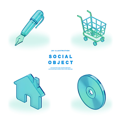 건물 쇼핑 필기구 3D 바구니 디지털합성 파일형식 소셜 오브젝트 펜 장바구니 주택 컬러 그래픽 디자인 표현 PSD 편집3D 편집이미지