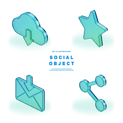 자연요소 컬러 3D 서비스 파일형식 소셜미디어 클라우드서비스 별 편지 아령 디지털 그래픽 디자인 청록색 심플 모던 PSD 편집3D 편집이미지