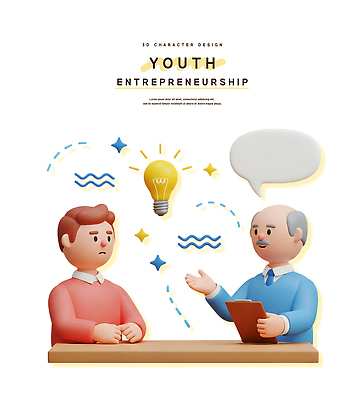 PSD 편집이미지 직업 교육 미래 대화 청년 목표 상담 창업 혁명 조언 창의력 멘토링 편집3D 컨셉 말하기 성인 3D 자영업 파일형식