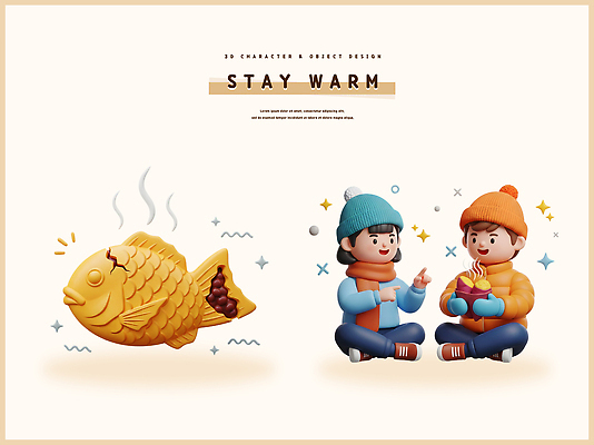 PSD 편집이미지 캐릭터 디자인 겨울 디저트 이야기 친구 오브젝트 소통 편집3D 계절 음식 컨셉 관계 3D 파일형식