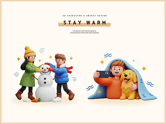 PSD 편집이미지 캐릭터 디자인 크리스마스 겨울 가족 모션 눈사람 놀이 따뜻함 강아지 즐거움 편집3D 계절 기념일 감정 관계 반려동물 3D 개 파일형식