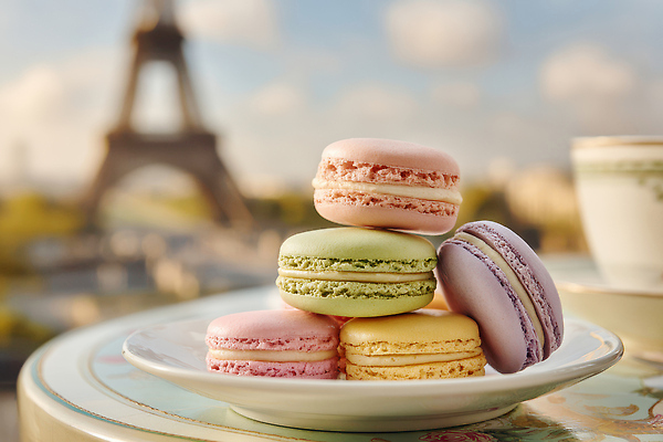 유럽 음식 가구 디저트 태양 상점 맛 CG 파리 랜드마크 파일형식 마카롱 에펠탑 카페 야외 오후 풍경 달콤 컬러 탁자 햇빛 프랑스 여행 편집이미지 편집실사 JPG