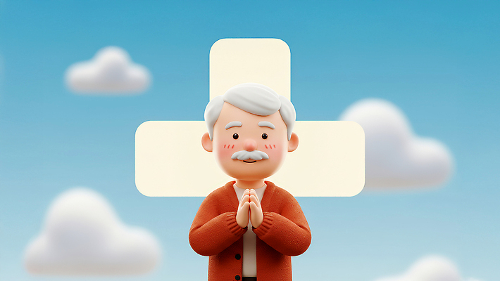 JPG 편집이미지 캐릭터 노년 행복 감정 하늘 미소 평화 희망 기도 성격 존경 편집3D 컨셉 표정 성인 3D 파일형식