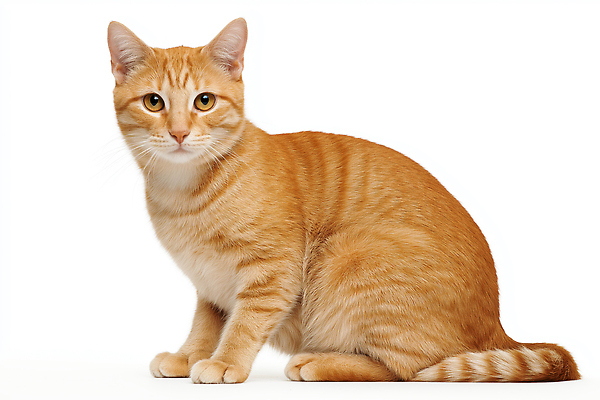 동물 감정 컬러 컨셉 포유류 모션 반려동물 CG 파일형식 고양이 주황색 털 흰색 백그라운드 앉기 호기심 귀여움 포즈 생명 편집실사 편집이미지 JPG