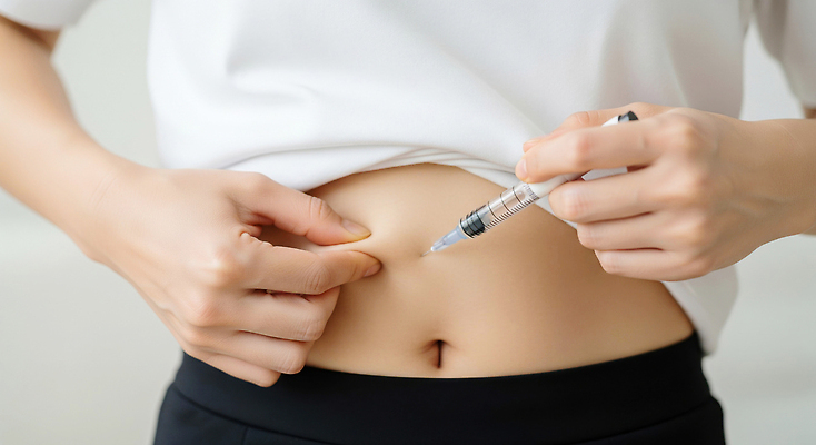 의학 의료기기 모션 사람 신체부위 의료진 질병 CG 파일형식 주사기 인슐린 복부 건강 넣기 치료 당뇨병 자기관리 약 생활 의사 병원 여자 편집실사 편집이미지 JPG 의료성형뷰티