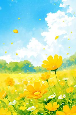 자연요소 계절 꽃 감정 컨셉 날씨 태양 야외활동 생태계 파일형식 초원 자연 꽃밭 바람 꽃잎 뷰티풀 평화 풍경 여름 식물 심플 화려 정원 색감 햇빛 즐거움 소풍 국내일러스트 일러스트 JPG 코스모스