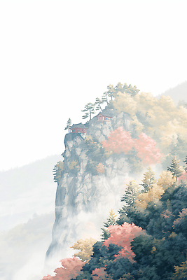 JPG 나무 건축물 단풍 일러스트 자연 바위산 산 고대문명 풍경 고요 등산 절벽 사원 숲 조용 뷰티풀 색감 국내일러스트 식물 건축 잎 비즈니스 트래킹 돌산 생태계 파일형식