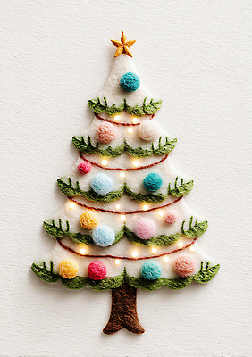 계절 기념일 컨셉 크리스마스 CG 파일형식 천_직물 크리스마스트리 장식 겨울 조명 컬러 펠트 따뜻함 아기자기 핸드메이드 감정 분위기 밝음 오브젝트 편집실사 편집이미지 JPG