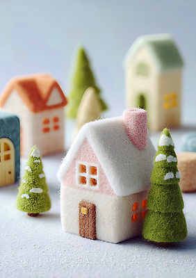 식물 계절 기념일 백그라운드 컨셉 건물 파란색 모형 직물 CG 파일형식 양모 주택 나무 겨울 장식 아기자기 풍경 파란배경 핸드메이드 크리스마스 오브젝트 미니어처 따뜻함 컬러 디자인 편집실사 편집이미지 JPG