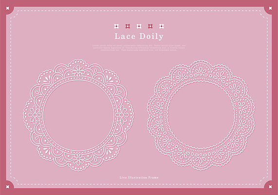 디자인 꽃 예술 분홍색 패턴 라인일러스트 일러스트 프레임 장식 인테리어 빈티지 화려 상차림 질감 드로잉 도일리 스타일 국내일러스트 AI파일 레이스천 식물 컬러 컨셉 무늬 미술 직물 파일형식 벡터