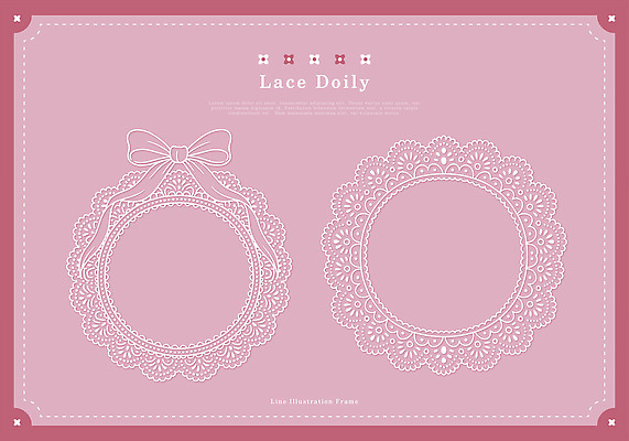 디자인 리본 예술 분홍색 배경화면 백그라운드 라인일러스트 일러스트 문구용품 프레임 장식 인테리어 우아함 도일리 스타일 국내일러스트 AI파일 레이스천 컬러 컨셉 직물 오브젝트 파일형식 벡터