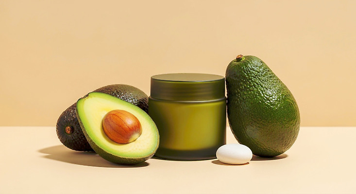 JPG 편집이미지 컬러 과일 자연 탁자 건강 관리 뷰티 상품 피부 크림 유기농 스킨케어 조화 아보카도 보습 편집실사 AI포토 AI콘텐츠 웰빙 가구 신체부위 CG 생태계 파일형식