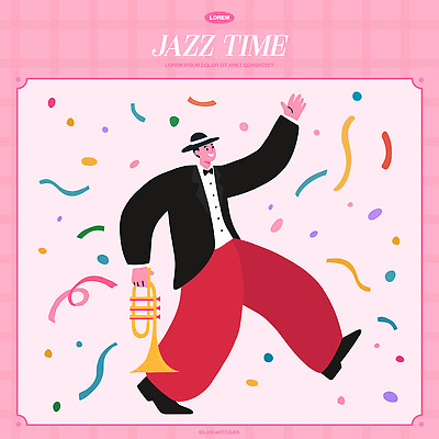 행복 감정 예술 음악 컬러 일러스트 노래 장식 파티 축제 공연 연주자 축하 춤 시간 즐거움 재즈 리듬 창의력 튜바 국내일러스트 AI파일 컨셉 문화예술 관악기 이벤트 음악가 파일형식 벡터