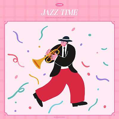 예술 음악 컬러 연주 일러스트 사람 장식 파티 축제 음악가 축하 분위기 금관악기 즐거움 열정 소음 재즈 리듬 생동감 국내일러스트 AI파일 직업 감정 컨셉 문화예술 관악기 이벤트 소리 파일형식 벡터