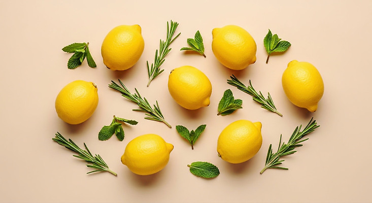 JPG 편집이미지 음식 컬러 재료 자연 건강 요리 전시 신선 배열 레몬 민트 허브 향기 상큼 로즈메리 편집실사 식물 과일 CG 생태계 냄새 파일형식