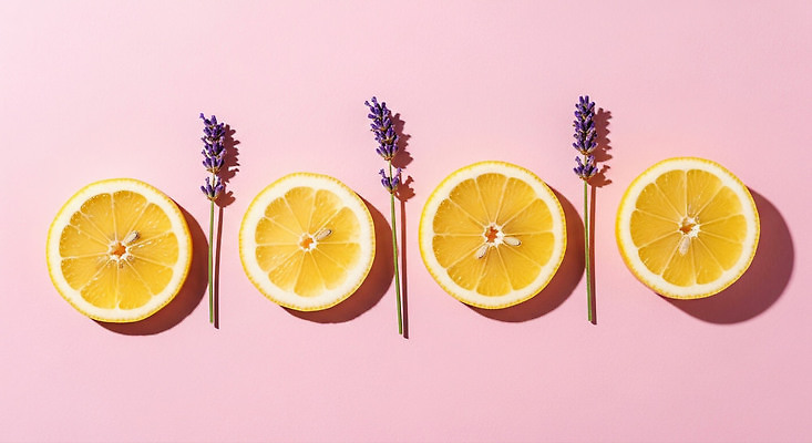 JPG 편집이미지 꽃 분홍색 백그라운드 과일 자연 디저트 신선 배열 레몬 향기 아로마 상큼 조화 라벤더 색감 편집실사 식물 음식 컬러 허브 CG 생태계 냄새 파일형식