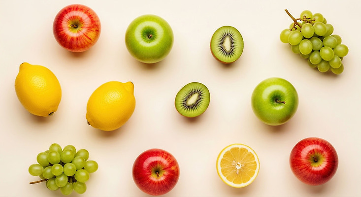 JPG 편집이미지 음식 컬러 과일 자연 포도 디저트 건강 키위 여름 신선 사과 배열 레몬 비타민 편집실사 계절 CG 생태계 영양소 파일형식