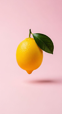 JPG 편집이미지 디자인 음식 분홍색 백그라운드 잎 과일 자연 노란색 레몬 상큼 색감 디지털아트 편집실사 식물 컬러 CG 생태계 파일형식