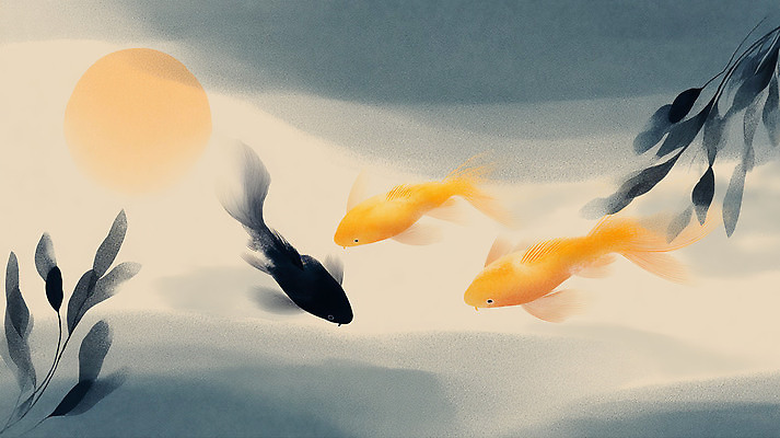 JPG 물결 예술 컬러 일러스트 자연 생명 어류 풍경 라이프 노란색 평화 노을 검은색 수중 고요 수면 수중식물 어항 금붕어 장면 부드러움 국내일러스트 AI일러스트 AI콘텐츠 자연요소 식물 컨셉 생활 물 수중동물 감각 생태계 파일형식