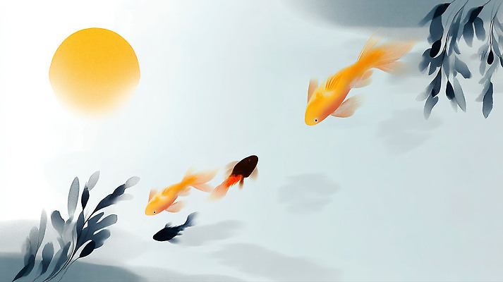 JPG 일러스트 자연 생명 수채화 어류 풍경 여름 태양 평화 수면 수조 금붕어 조용 뷰티풀 차분 국내일러스트 AI일러스트 AI콘텐츠 자연요소 계절 컨셉 물 수중동물 생태계 파일형식