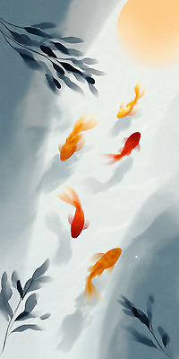 JPG 물결 컬러 백그라운드 일러스트 자연 생명 육류 물 여름 햇빛 수중 수영 수중식물 수조 그림 금붕어 장면 조화 뷰티풀 차분 국내일러스트 AI일러스트 AI콘텐츠 자연요소 식물 계절 컨셉 식재료 어류 태양 수상스포츠 생태계 파일형식