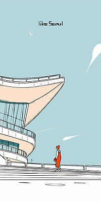 건축물 디자인 문화 예술 여행 백그라운드 일러스트 하늘 거리 서울 사람 풍경 일상 주황색 발코니 도시 구조물 모던 국내일러스트 AI파일 건축 컬러 한국 라이프 파일형식 벡터