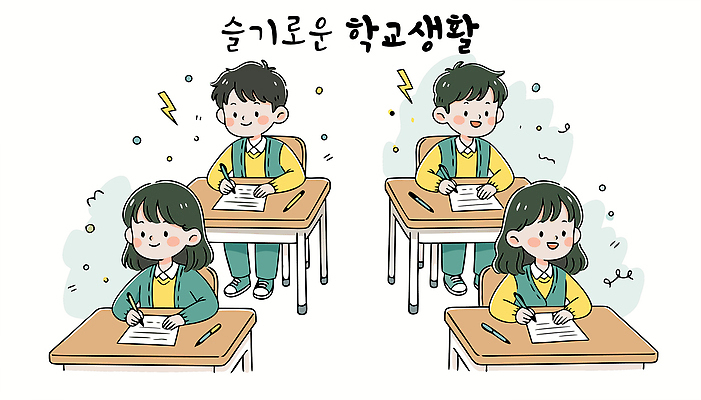 교육 감정 컨셉 학교 관계 파일형식 벡터 학생 교실 시험 준비 즐거움 생활 학습 친구 집중 표정 모션 시간 모임 커뮤니케이션 과제 나눔 국내일러스트 AI파일 일러스트