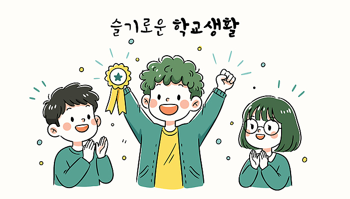 교육 감정 컨셉 관계 표정 사람 친구 상_우승 파일형식 벡터 학교 학생 상패 축하 웃음 기쁨 우정 성공 모션 청소년 학습 대회 공동체 행복 즐거움 어린이 미소 협력 국내일러스트 AI파일 일러스트