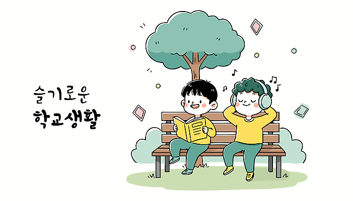 라이프스타일 공공시설 감정 컨셉 의자 학교 관계 문화예술 사람 생태계 파일형식 벡터 스쿨라이프 공원 벤치 독서 음악 친구 소통 취미 즐거움 자연 아웃도어 테마 오후 휴식 모션 행복 청소년 국내일러스트 AI파일 일러스트